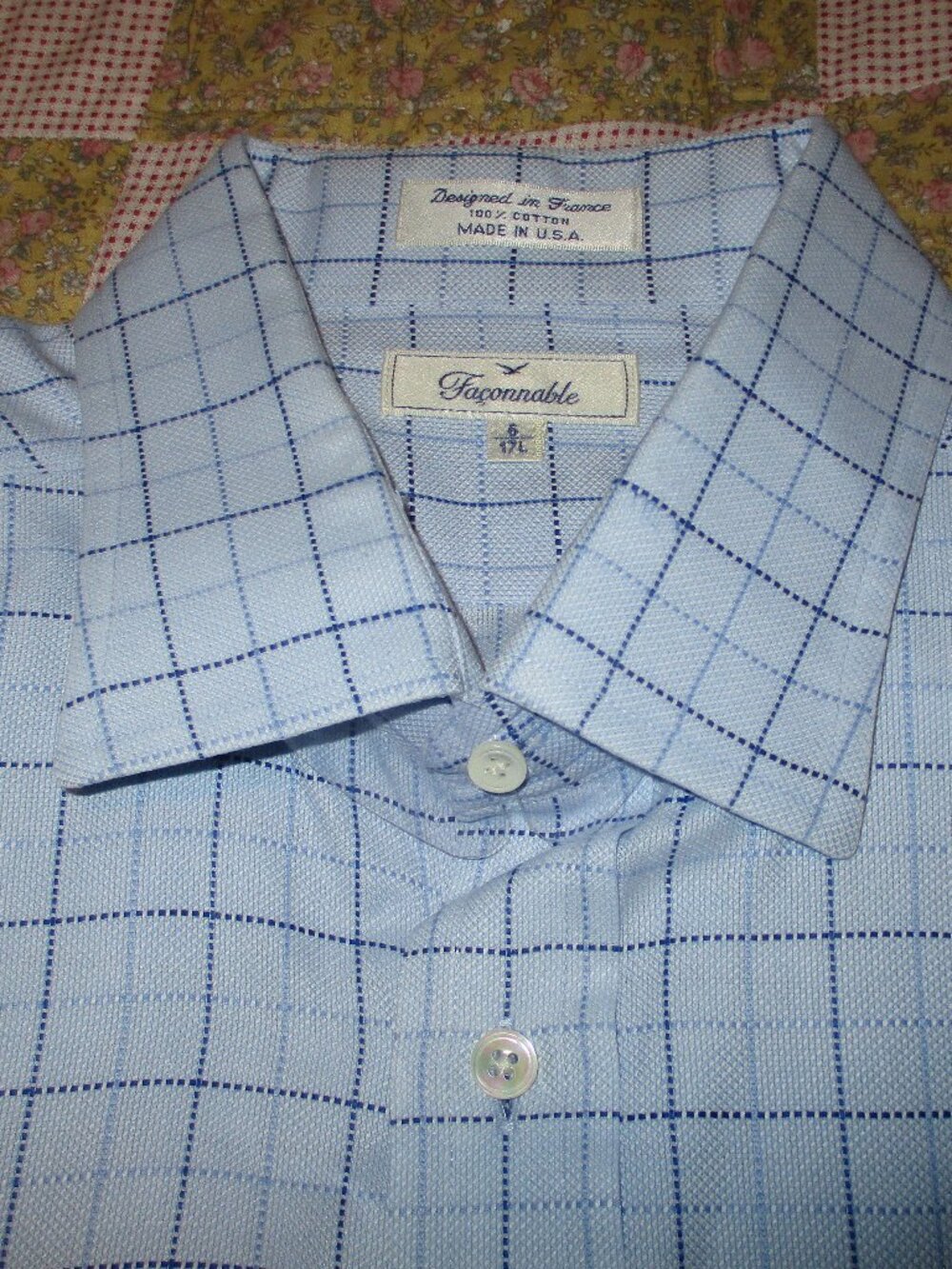FACONNABLE Mens Plaid Check Long Sleeve Button Down 6/17L  NWOT
